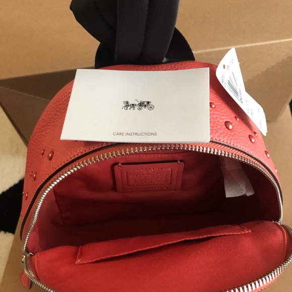 Coach mini Charlie backpack w border studs Coral - Picture 4 of 8